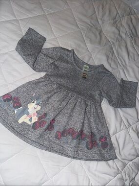6-12m Disney Bambi Thumper Gray Girls' Floral Print Knit Dress shirt
